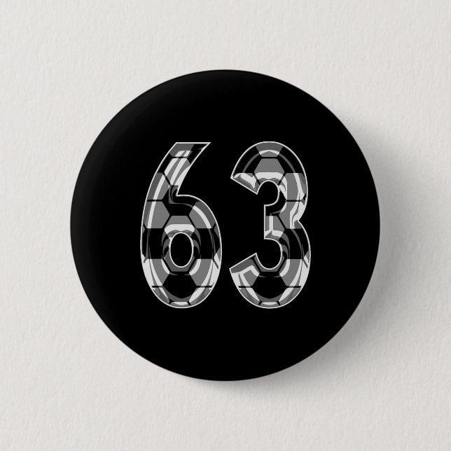 Silber-Fußballmuster Nummer 63 Trikot Spieler Unif Button (Vorderseite)