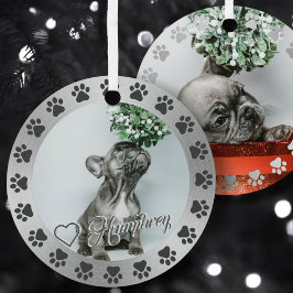 Silber gebürstet + Schwarze Paw Pet Name Weihnacht Ornament Aus Metall