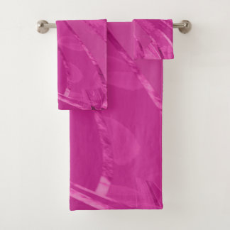 Silber gekrümmte Linien, rosa abstrakt Badhandtuch Set