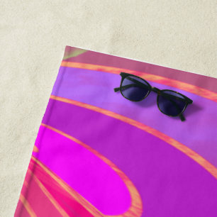 Silber gekrümmte Linien, rosa abstrakt Strandtuch