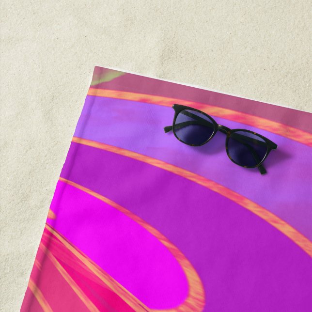Silber gekrümmte Linien, rosa abstrakt Strandtuch (Beispiel)
