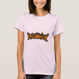 Silber gerahmter Frohe Halloween Rubin-Augen-Kürbi T-Shirt