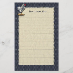 Silber geschnürtes Wyandotte Hahn-Denim Briefpapier
