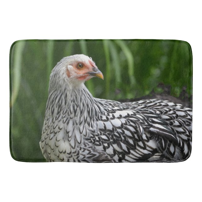 Silber geschnürtes Wyandotte Huhn Badematte (Vorderseite)