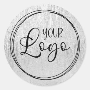 Silber Glam Textur Logo Runder Aufkleber