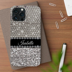Silber Glanz Glamour personalisiertes Metall iPhone 15 Hülle