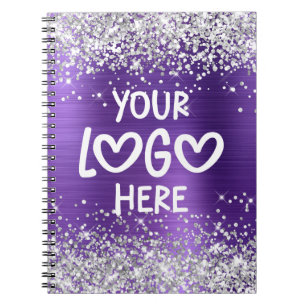 Silber Glitter Amethyst Faux Folie Geschäft Logo Notizblock