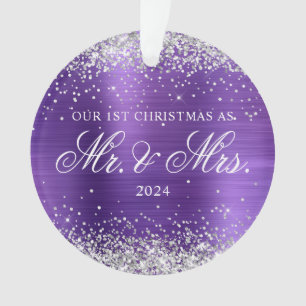 Silber Glitter Amethyst Folie 1. Weihnachten Foto Ornament