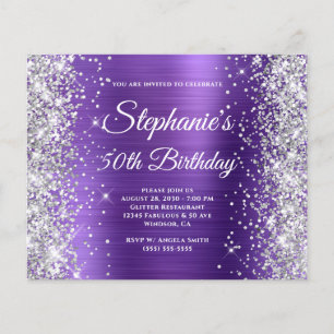 Silber Glitter Amethyst Folie 50. Geburtstag Flyer