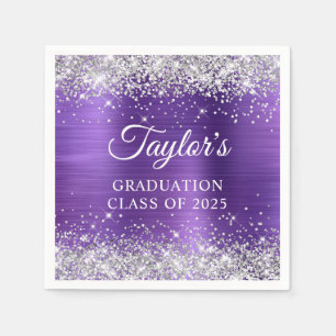Silber Glitter Amethyst Folie Abschluss Serviette