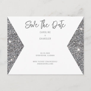 Silber Glitter Bild Moderne Schriftart Save the Da Postkarte