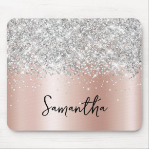 Silber Glitter Blass Rosa Gold Schimmer Name Mousepad