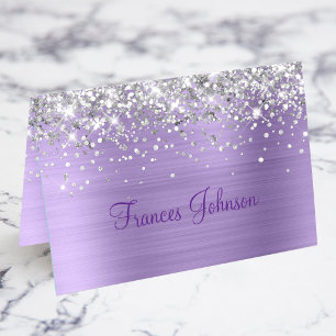 Silber Glitter Blasslila Falsche Folie Platzkarten Tischnummer