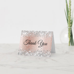 Silber Glitter Blush Schimmer Verlauf Danke Karte