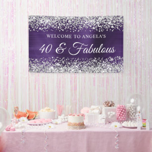 Silber Glitter dunkle Violett Folie 40 & Fabelhaft Banner