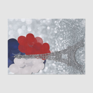 Silber Glitter Eiffelturm Rot Weiß Blau Party Seidenpapier