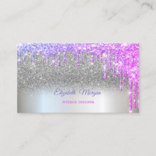 Silber Glitter Elegant Professionell Tropfen Visitenkarte