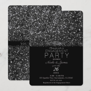 Silber Glitter Funkelnde Lichter Verlobungsfeier Einladung