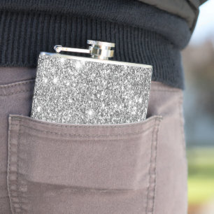 Silber Glitter Funken Flachmann