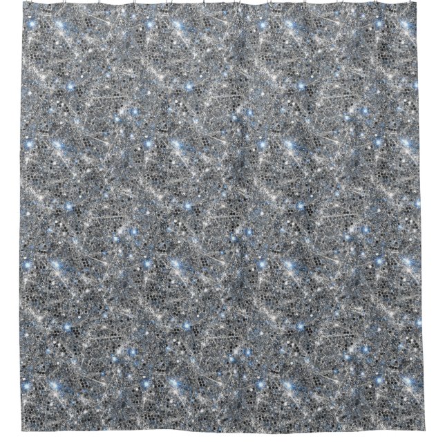 Silber Glitter Funken Hochzeit  Duschvorhang (Vorderseite)