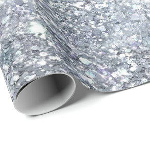 Silber Glitter Glam Bling Trend Stilvolles Geschen Geschenkpapier