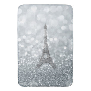 Silber Glitter Glanz Paris Eiffelturm Glamour Badematte