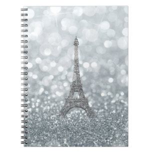 Silber Glitter Glanz Paris Eiffelturm Glamour Notizblock