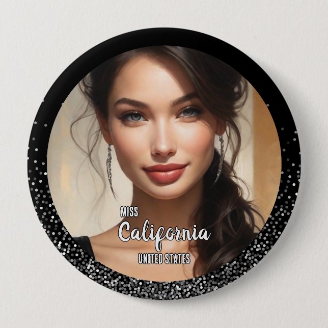 Silber Glitter Glitz-Wettbewerb-Foto-Button-Anstec Button (Vorderseite)