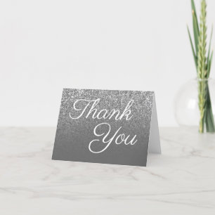 Silber Glitter Grau Ombre Dankeskarte