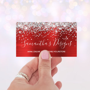 Silber Glitter Helles Rot Folie Online Shop Visitenkarte