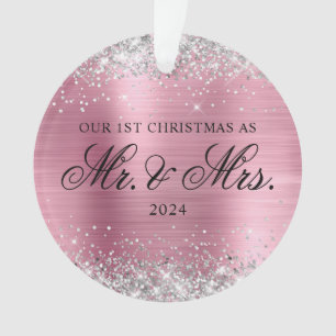 Silber Glitter Hellrosa Folie Unser erstes Weihnac Ornament