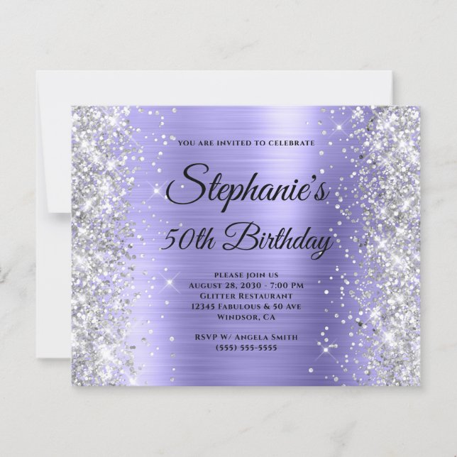 Silber Glitter Immergrün Folie 50. Geburtstag (Vorderseite)