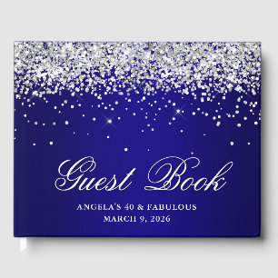 Silber Glitter Indigo Blau Ombre 40 & Fabelhaft Gästebuch