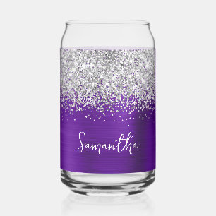 Silber Glitter Indigo Lila Glam Name Dosenglas
