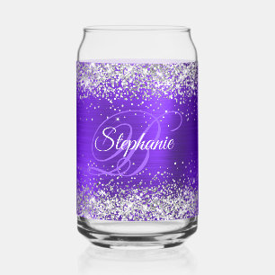 Silber Glitter Indigo Violett Glam Fancy Monogramm Dosenglas