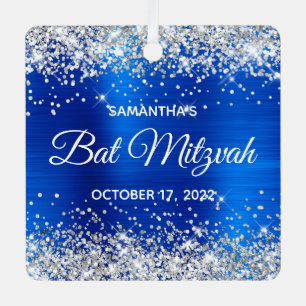 Silber Glitter Königlich Blau Folie Bat Mitzwa Ornament Aus Metall
