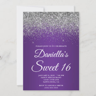 Silber Glitter Königlich Violetter Farbverlauf Swe Einladung