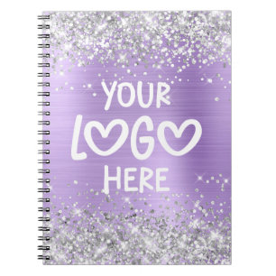 Silber Glitter Lavendel Faux Folie Geschäft Logo Notizblock