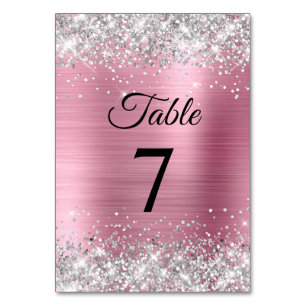 Silber Glitter Light Pink Folie Tischnummer
