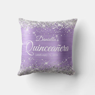 Silber Glitter Light Purple Folie Quinceañera Kissen
