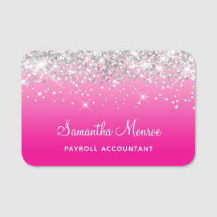 Silber Glitter Light und Hot Pink Ombre Namensschild