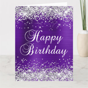 Silber Glitter Lila Folie Großer Alles Gute Zum Ge Karte