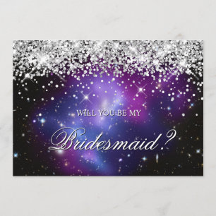 Silber Glitter Lila Himmelsbrautparty Einladung