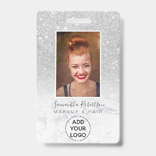 Silber-Glitter-Marmor-Logo-Mitarbeiter-Fotoausweis Ausweis