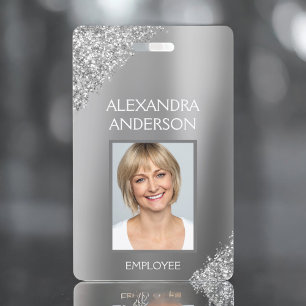 Silber Glitter Mitarbeiter Name Foto Corporate Ausweis