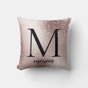 Silber Glitter Monogramm personalisiertes Namensge Kissen