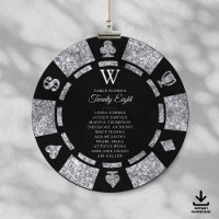 Silber Glitter Monogramm Poker Chip Casino Hochzei