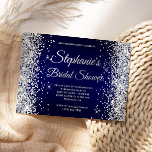 Silber Glitter Navy Farbverlauf Fancy Monogramm Einladung