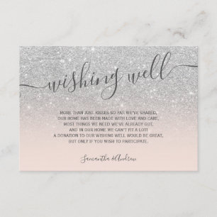 Silber-Glitter-Ombre-Blush-Script-Wunschbrunnen Begleitkarte