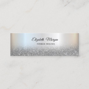 Silber Glitter Ombre Elegant Professionell Mini Visitenkarte